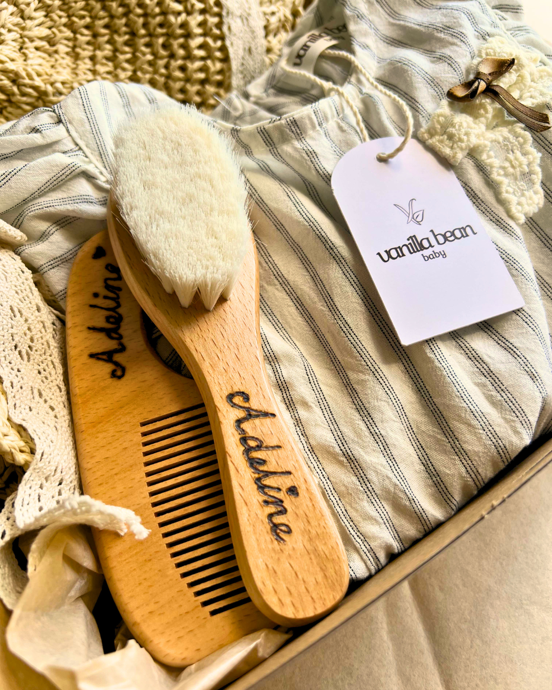 Personalised Hairbrush Set Hand-written Baby and Toddler